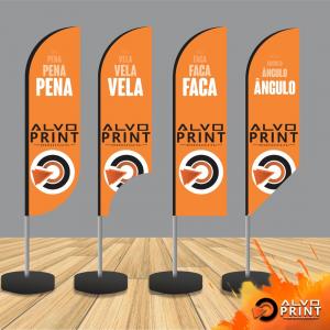 Wind Banner - Extra Grande Estrutura de Alumínio +  Base preta 2,30m x 0.65m Dupla-Face Tecido Sintético ÂNGULO | VELA | FACA | PENA | A partir de 30uni CONSULTAR VALORES